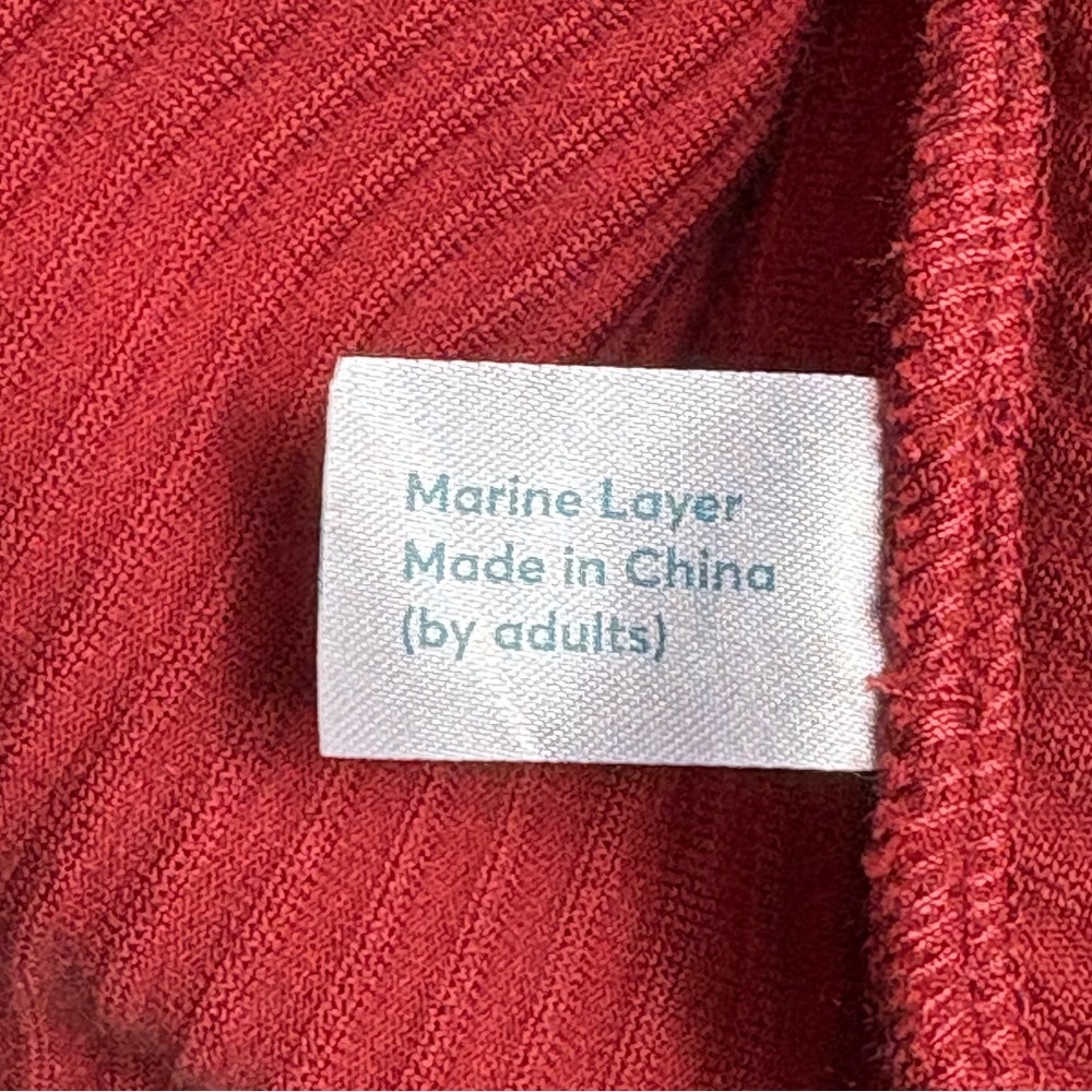 Marine Layer Leighton Mini Dress L Rust Orange-Red Lightweight Stretch Retro - Picture 9 of 9